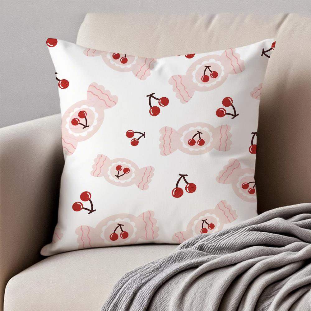 Sweet pink candy Cushion Cover Pillowcase Antidustmite Invisible Zipper Short Plush Sofa Cushion
