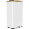Kitchen Bin 20L, Bin with Pedal, Bamboo Lid with Soft Close, Removable Inner Bucket, White