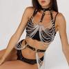 Fashion Women Body Harness Sexy Leather Lingerie with Chain Bra Bondage Suspender Harness Fetish Goth Exotic Clothing Accessorie