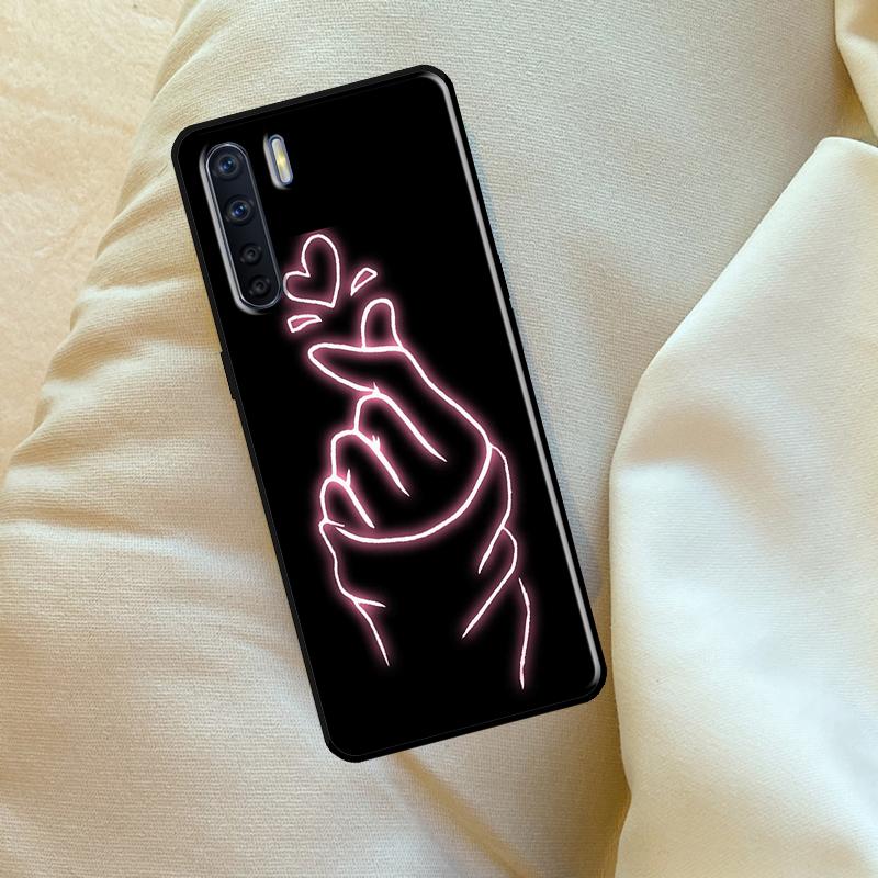 Kpop Finger Heart Case For Oppo A6 A5 Pro A15 A57 A17 A54 A74 A94 A76 A16 A96 A40 A60 A80 A18 A38 A58 A78 A98