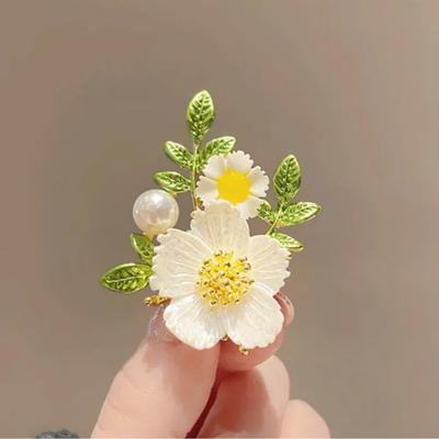 Neue Mode Pflanzen Blumen Broschen Für Frauen Luxus Broschen Gänseblümchen Jasmin Blume Anstecknadeln Bekleidungszubehör
