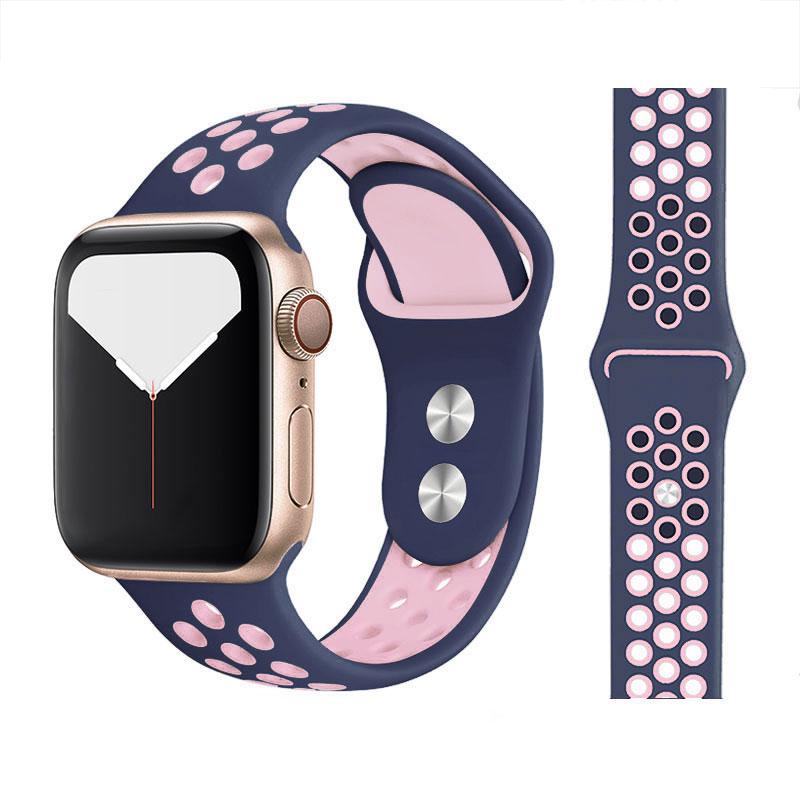 Neues atmungsaktives Silikon-Sportarmband für Apple Watch 5, 4, 3, 2, 1, 42 mm, 38 mm, Gummiarmband, Armbänder für Iwatch 5, 4, 3, 40 mm, 44 mm