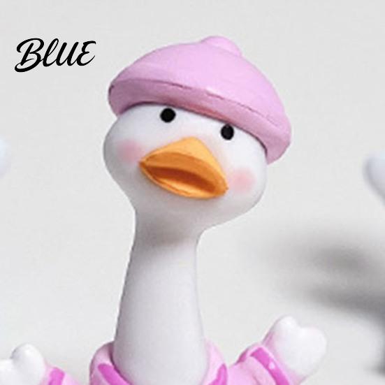 Desktop Decoration 4Pcs Mini Cartoon Duck Figurines, Cute Polka-dot Pajamas Statues, Multi-functional Car Accessory Macaron Animal Ornaments
