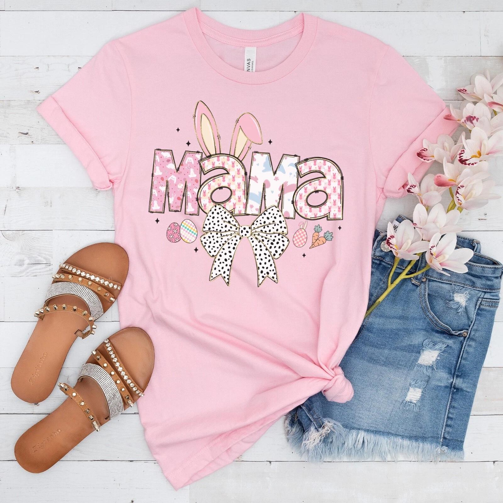 Easter Mama T-Shirt, Easter Gift For Mom, Mama Bunny Shirt, Easter Mama Outfit S