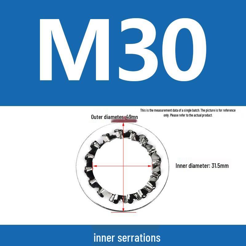 304 Stainless Steel Serrated Lock Washer with Anti-slip Teeth.
