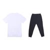 Li Ning Logo Print Round Neck Short Sleeve T-Shirt And Elastic Waist Cuffed Casual Sports Set Men sets White Black YHST175-2+YYKT063-1