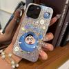 Excited Flame - haired Character Case for iphone XS Max 17 Pro 18 Pro Max 11 16 Plus XR 13 12 Air 15 14 Silver Glitter Crackle Background