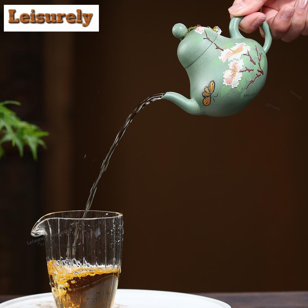 181ml Creative Yixing Purple Clay Teapots Handmade Siting Pot Raw Ore Bean Green Sand Mud Kettle Zisha Tea Set Ornaments Gifts