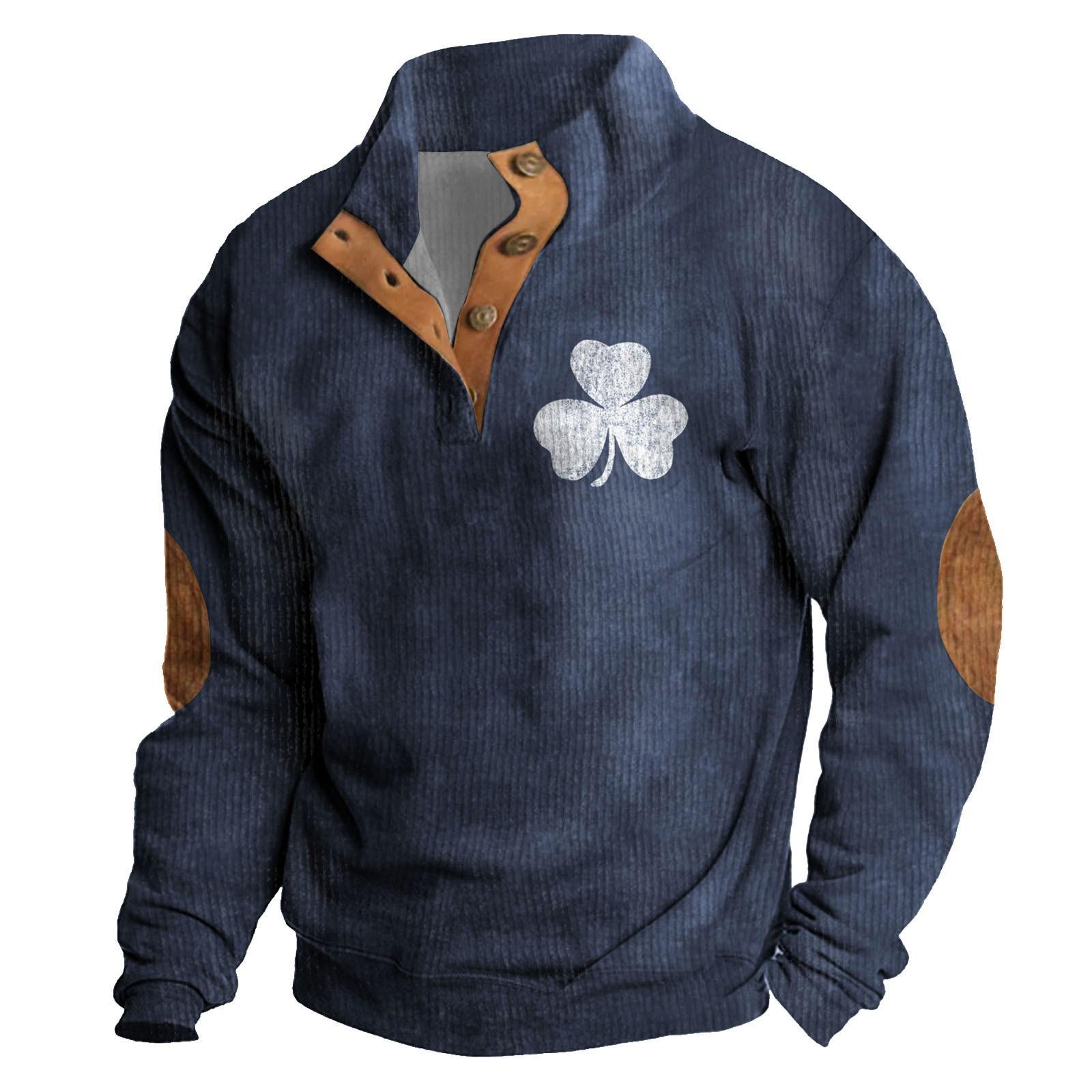 

Весенняя и мужская толстовка с воротником-стойкой — это повседневные свитера для активного отдыха, топы M тёмно-синий