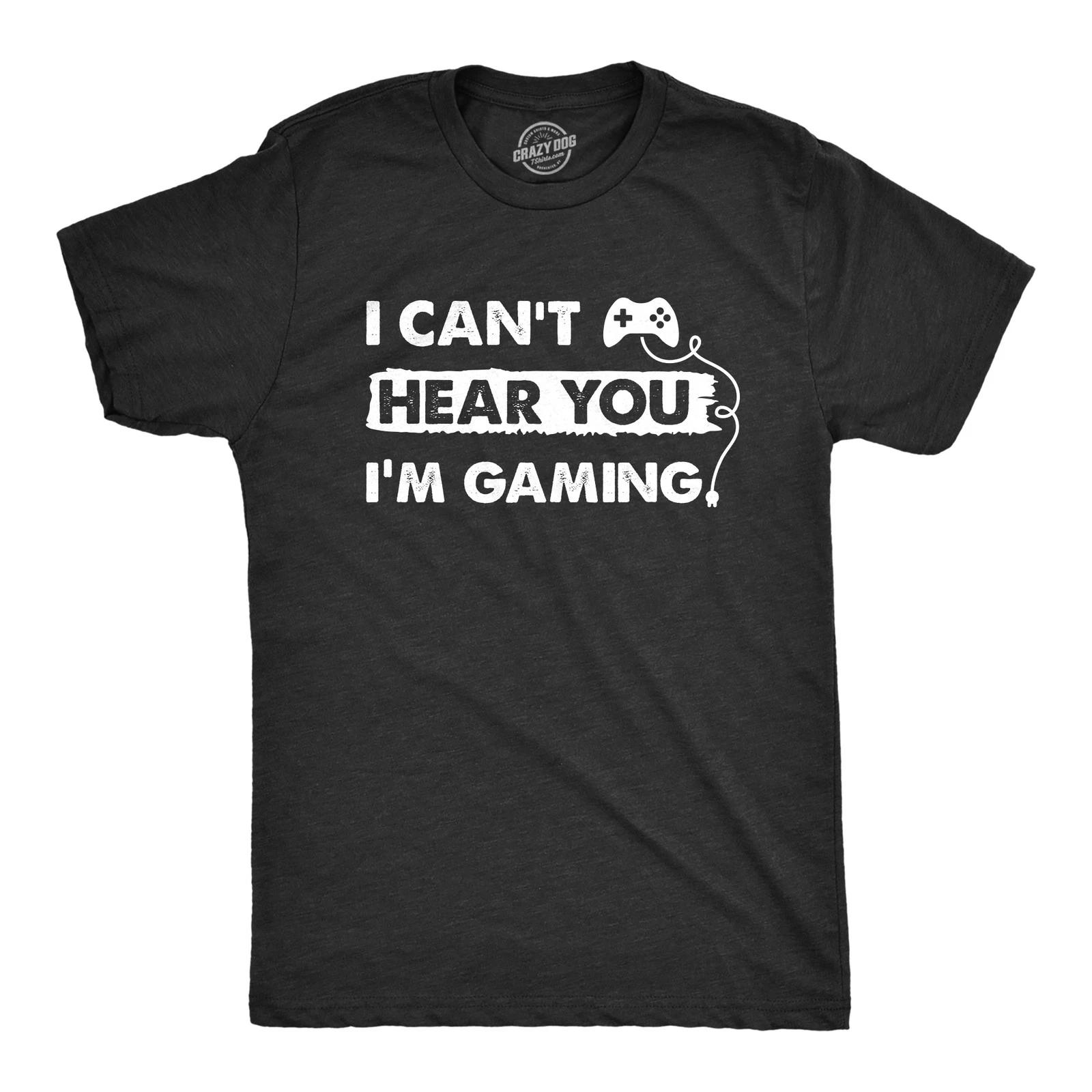 Mens I Cant Hear You Im Gaming T Shirt Funny Video Gamer Controller Tee for Guys L