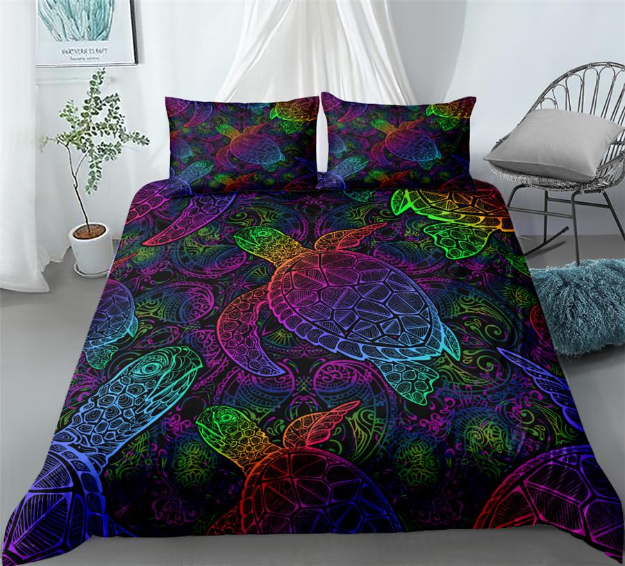 Czarny Mandala Boho Zestaw Poszwy na Kołdrę King Queen Double Full Twin Single Size Zestaw Pościeli