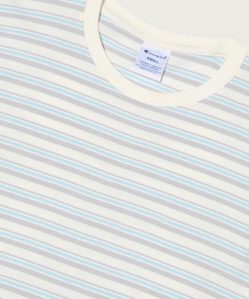 CHAMPION Women'S C-Logo Striped T-Shirt Ecru
