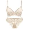 French underwear women's sexy ultra-thin floral lace large size underwear large breasts small anti-sagging bra