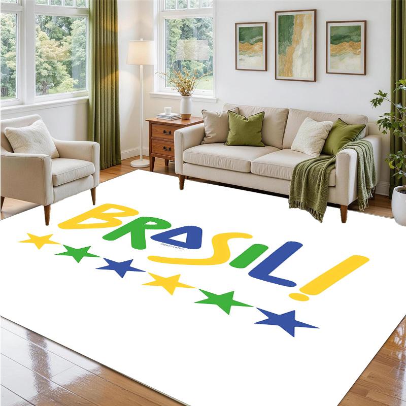 Brazil national football team Design Crystal Velvet Rug Soft Decorative Mat for Bedroom Entrance