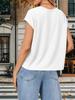 Women's Cap Sleeve Crop Tank Top Crew Neck Loose Fit Basic Vest with Pockets