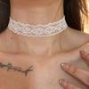 Neue Mode Unifarbene Spitze Blume Band Choker Halsband Schwarz Weiß Halskette Vintage Y2K Choker Kette Halsketten Party Schmuck