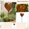 Metal Garden Heart Stake Decorative Rusted Iron Heart Shaped Yard Ornament with Spiral Detail for Outdoor Landscaping and Garden Decor