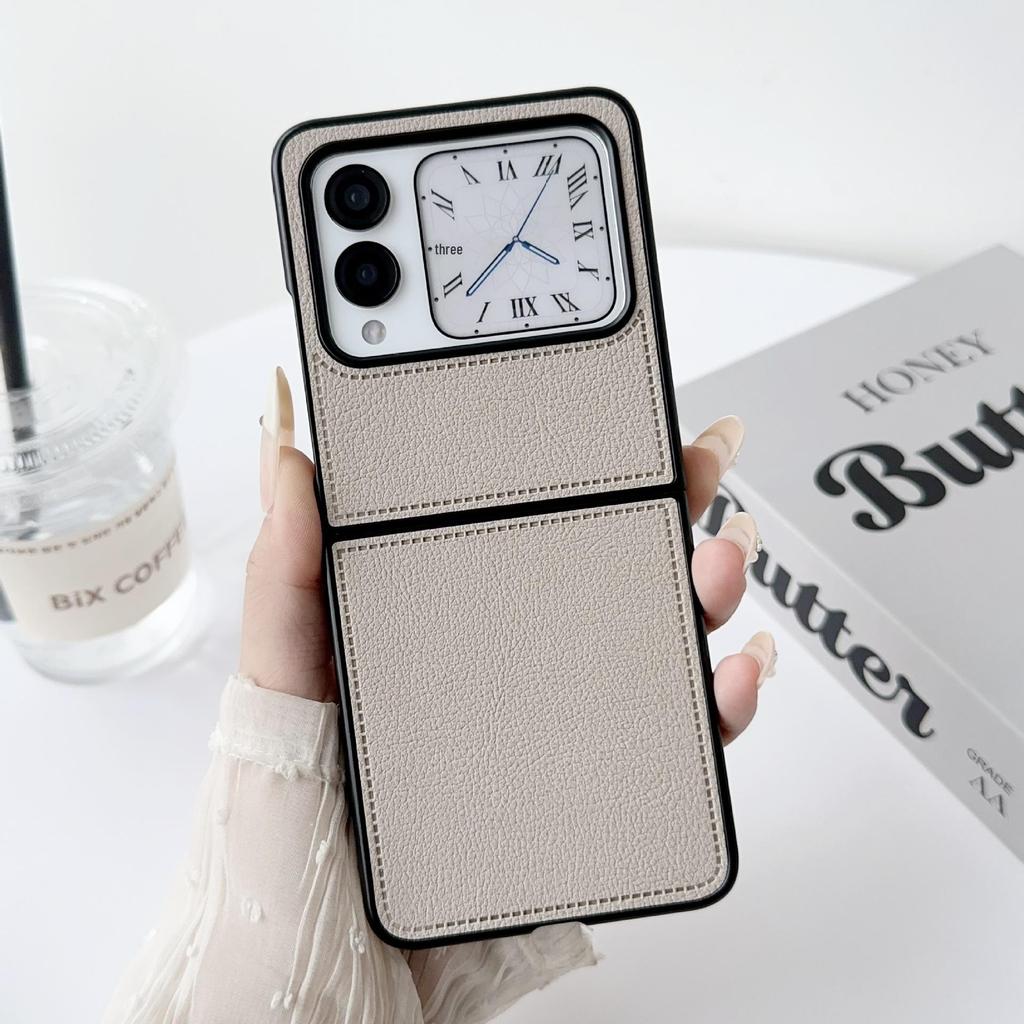 Huawei Nora Flip Faltbares Handyhülle: Einfach, Schützend, Einfarbig, Litschi-Muster.