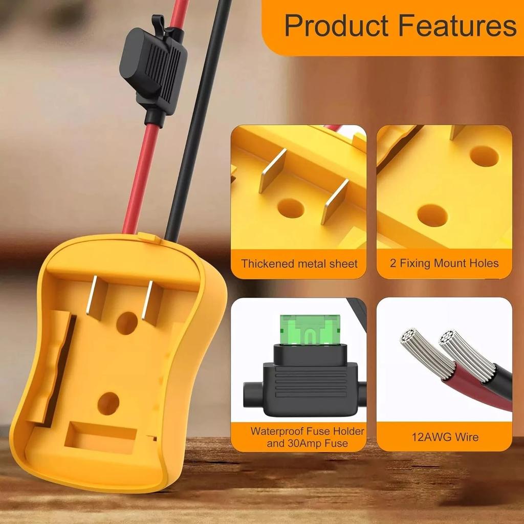 1/1 Packs Power Wheel Adapter for Dewalt 11V Battery Adapter Power Wheel Battery Converter Kit with Fuses & Wire Terminals
