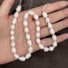 1 Strand A Grade Natural Freshwater Rice Pearl Beads White Loose Oval Pearls Strand 36cm for Beginner DIY Necklace Bracelet Jewelry Making