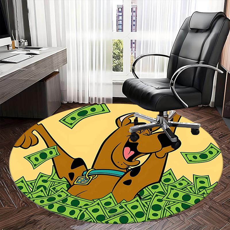 Scooby-Doo Money Chair mat Round Rug-Office carpet, Machine Washable, Non-slip, Suitable for Living Rooms, Bedrooms