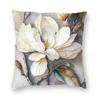 Magnolia Flower Blossom Square Pillowcase Polyester Linen Velvet Pattern Zip Decor Pillow Case Car Cushion Cover
