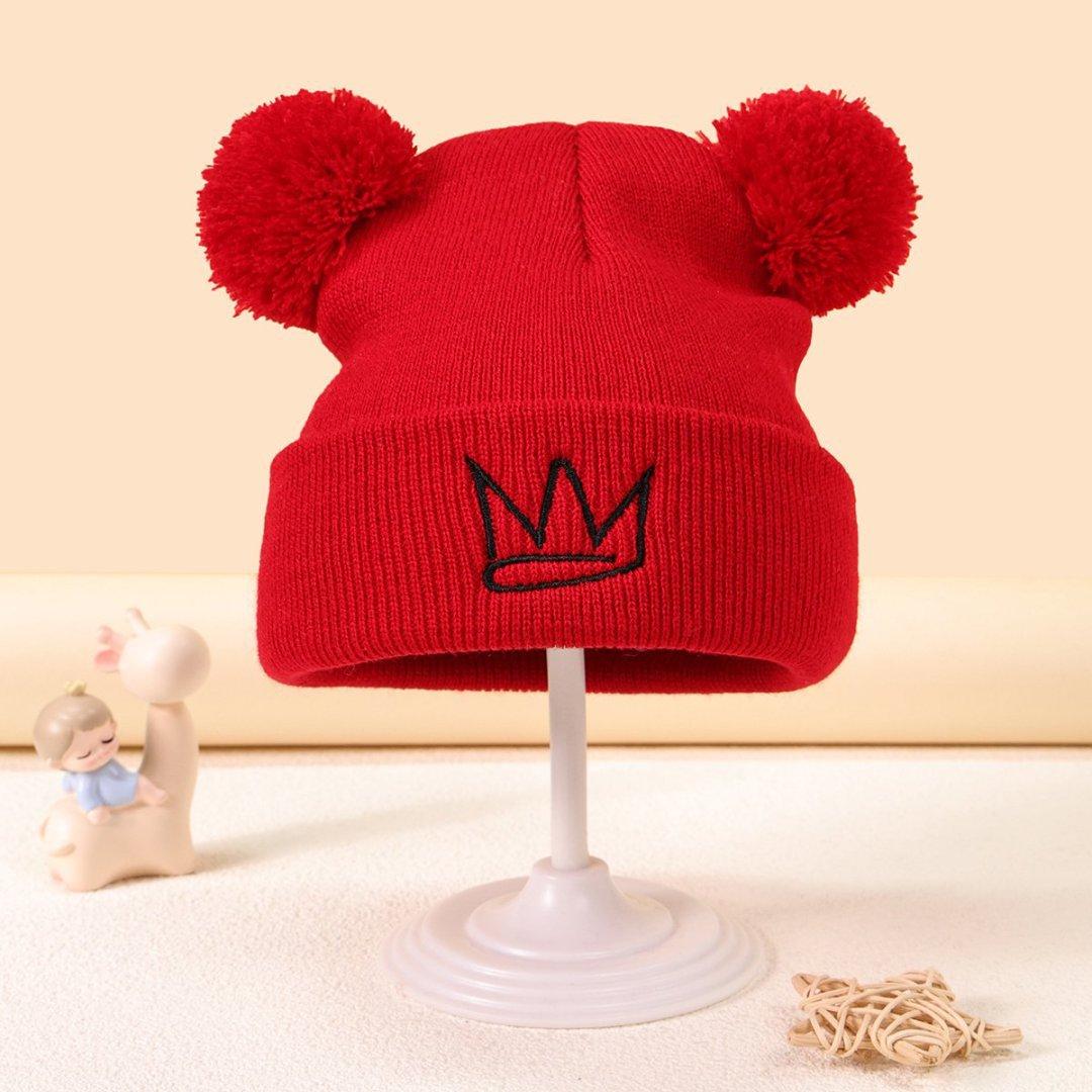 Autumn And Winter Boys And Girls With The Same Casual Simple Plush Dinosaur Embroidered Knitted Hat красный