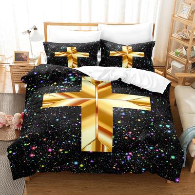 Jesus Pattern Bedding Sets Queen Size Print Buddhist Series Bed Clothes Includes (Comforter Cover+pillowcases)Teen Boys Girl Kid