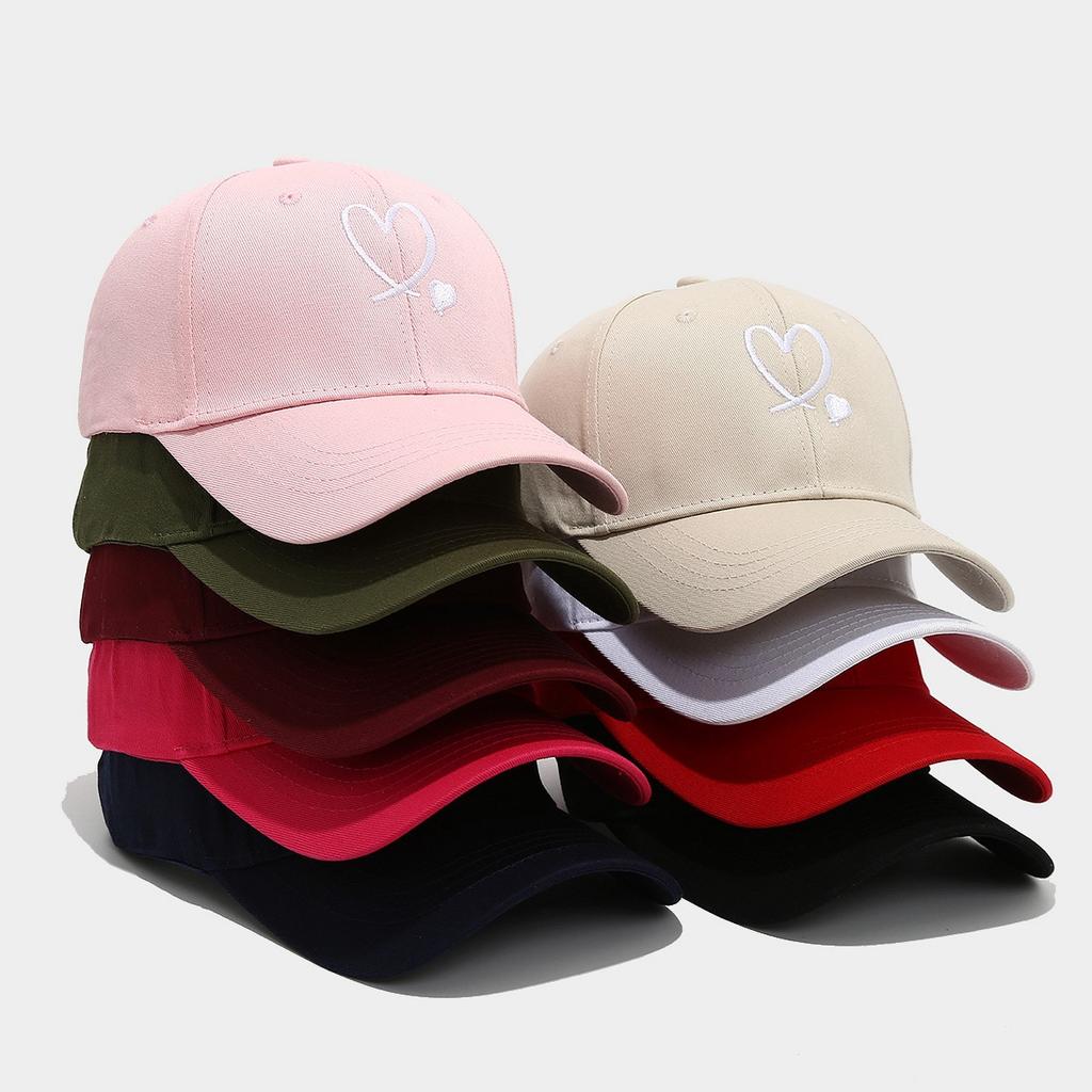 New simple and fashionable double love embroidered baseball cap casual versatile sun hat couple outdoor travel visor
