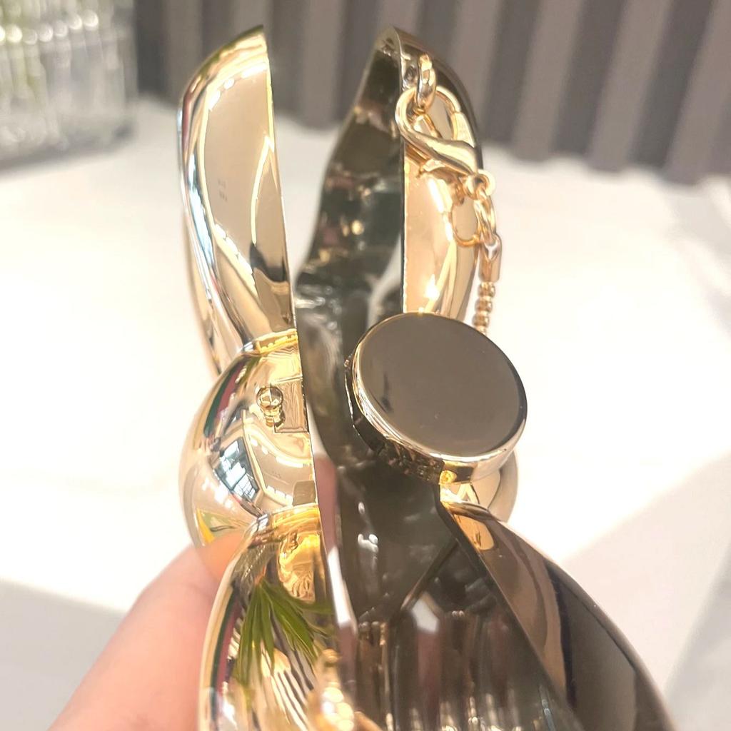 Golden Evening Bag  Purses and Handbag Luxury Designer Shoulder Bags Funny Shape Party Wedding Round Acrylic Shiny Clutch Purse