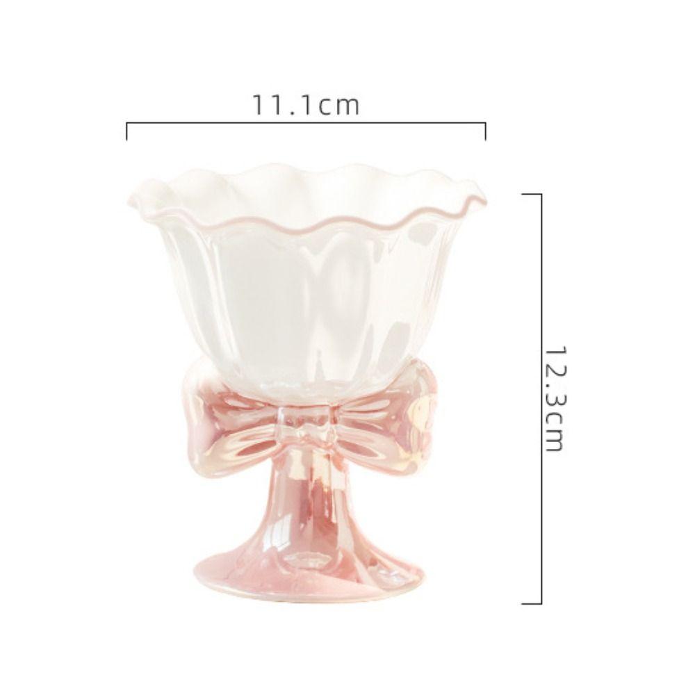 Ceramic Dessert Cup Multi-Function Tea Cup Dessert Tools Bow Shaped Ice Cream Cup  Desktop