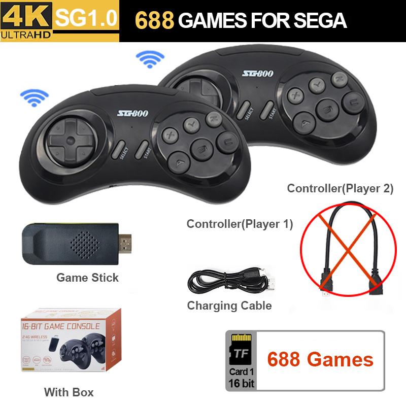 

Ретро видеоигровая палка 4K HD 16bit двойной беспроводной контроллер портативная мини-консоль для Genesis MD Master MEGA Drive подарок