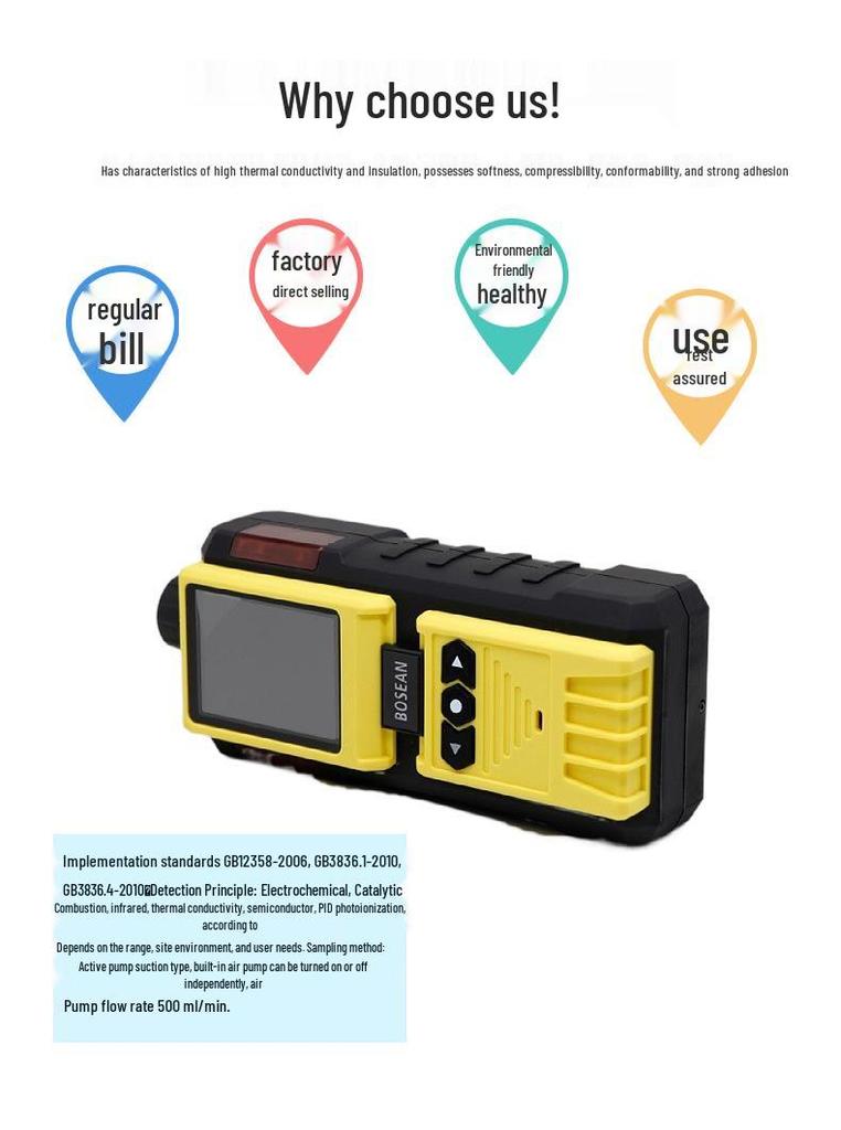 4-in-1 Gas Detector: Oxygen, Hydrogen Sulfide, Carbon Monoxide, Flammable Gases