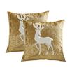 Gold Pillowcase with Reindeer and Snowflake Embroidery - Christmas Cushion Cover