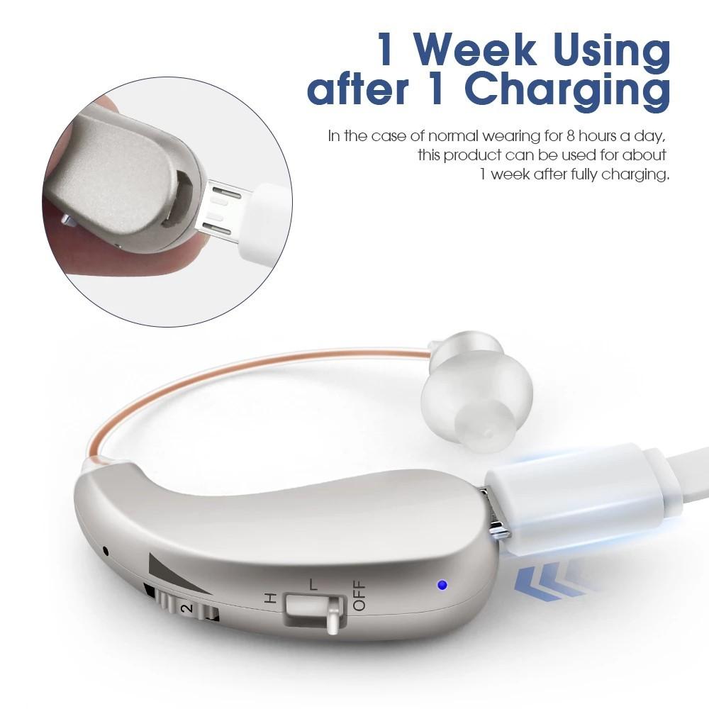 Digital Rechargeable Hearing Aid Wireless Mini Hearing Amplifier Smart Noise Reduction Invisible BTE Ear Aids