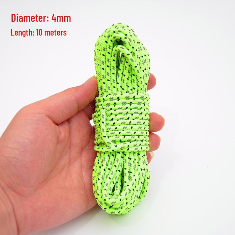 10m Reflective Windproof Camping Rope, 4mm Thick - Ideal for Tent Securing & Night Visibility