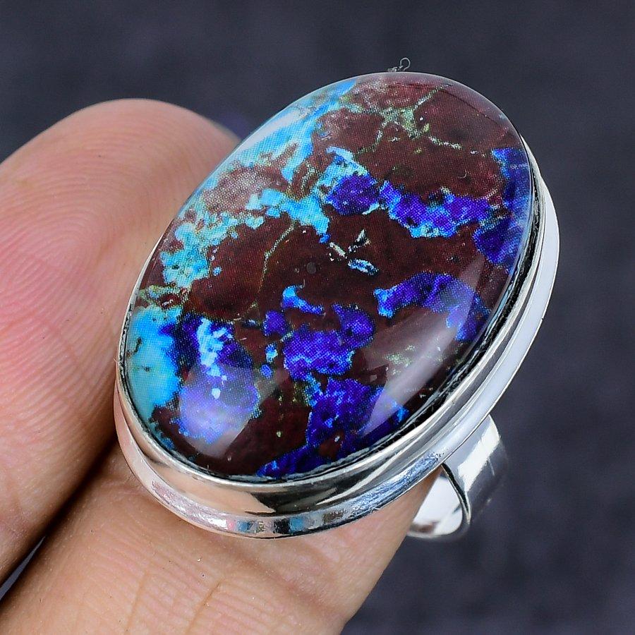 Blue Triplet Opal Gemstone 925 Sterling Silver Jewelry Ring Size 9.5