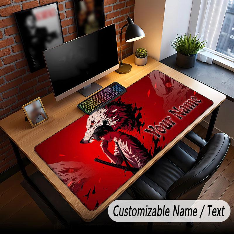 Tappetino Mouse Esteso con Nome Personalizzato, Tappetino da Scrivania Gaming Chainsaw Man per Decorazione Desktop Ufficio Domestico