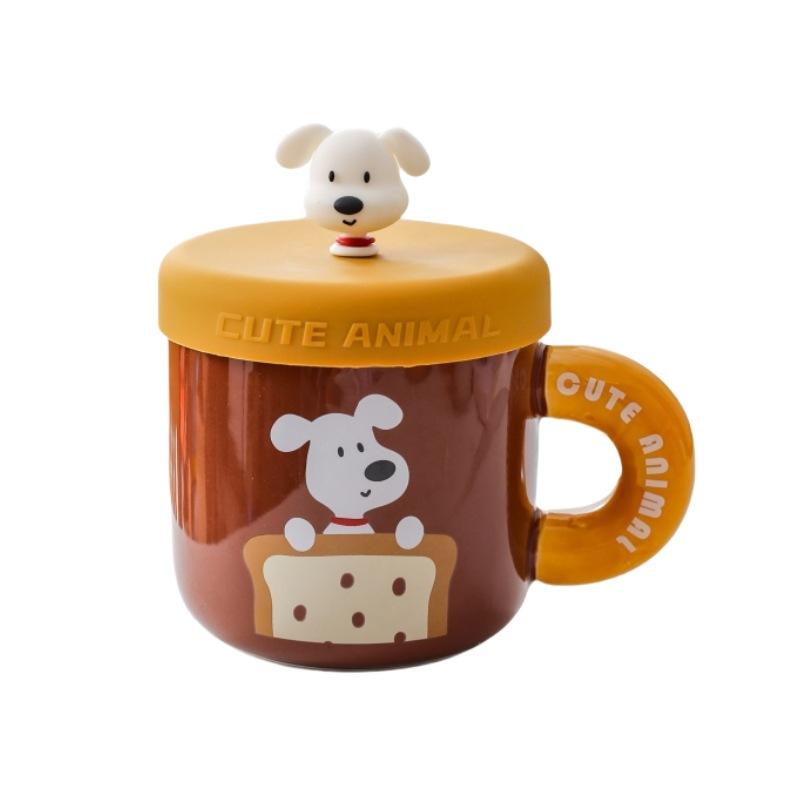 Creative Cartoon Mug Ceramic Cup Water Cup with Lid Cute Coffee Cup Children Water Cup Gift Birthday Gift