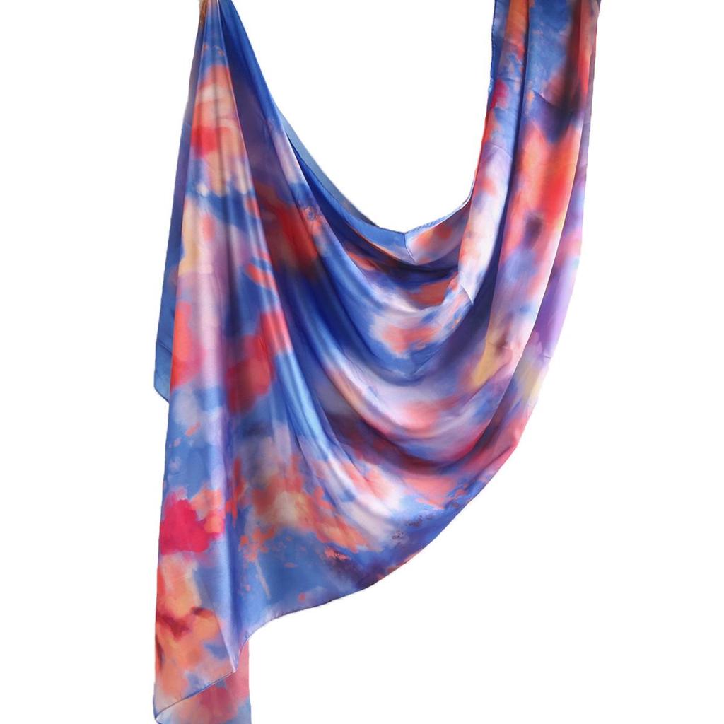 Silk Printed Ethnic Headscarf Shawl - 180x85cm