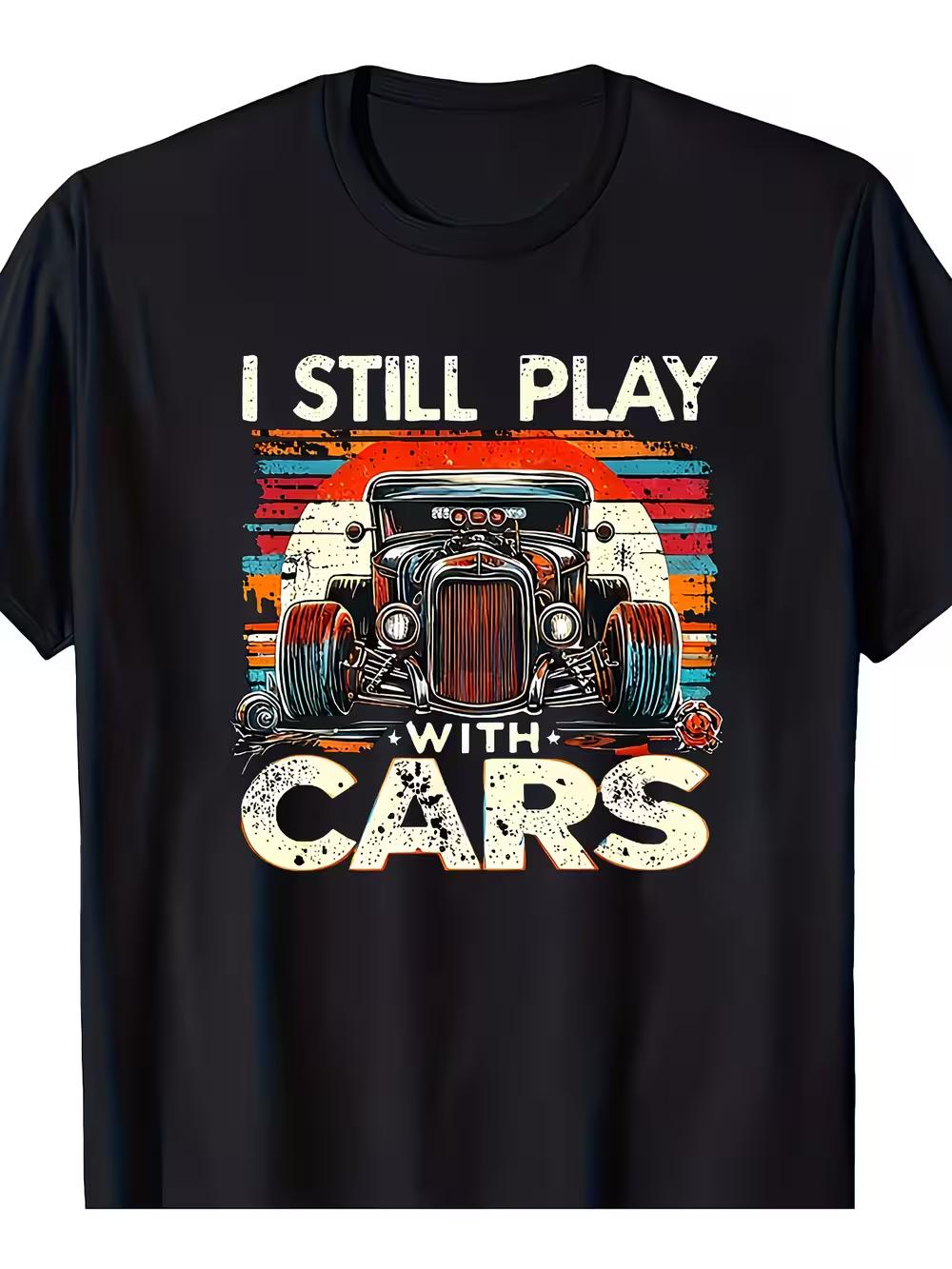 

Vintage Hot Rod Mechanic T-Shirt with Retro Car & Print - Casual Round Neck Tee Suitable for Car S