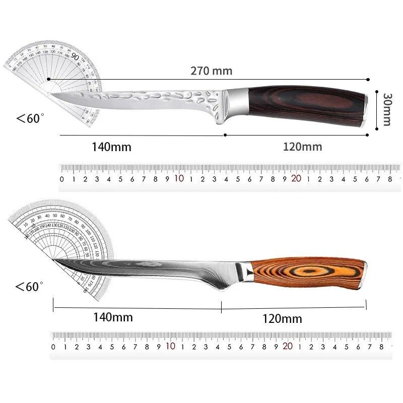 Metzger-Ausbeinmesser aus Edelstahl, Lasermuster, Spaltmesser, Fischmesser, Gemüse- und Obstschäler, Fleischschneider für die Haushaltsküche