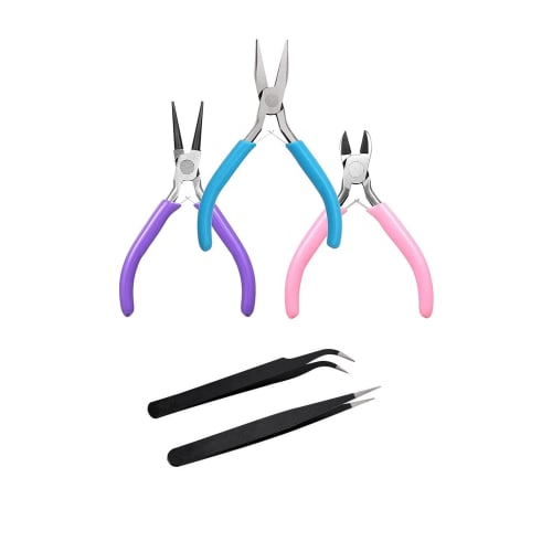 YFFSFDC 5-Piece Craft Tool and Accessory Tool Set, Includes Pliers and Tweezers, Perfect for Crafts, DIY, and More