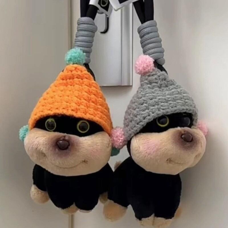 Original DIY Honeybee Puppy Plush Keychain, Cute Girl Bag Pendant, Lovely Small Doll Backpack Charm, Schoolbag Decoration Gift