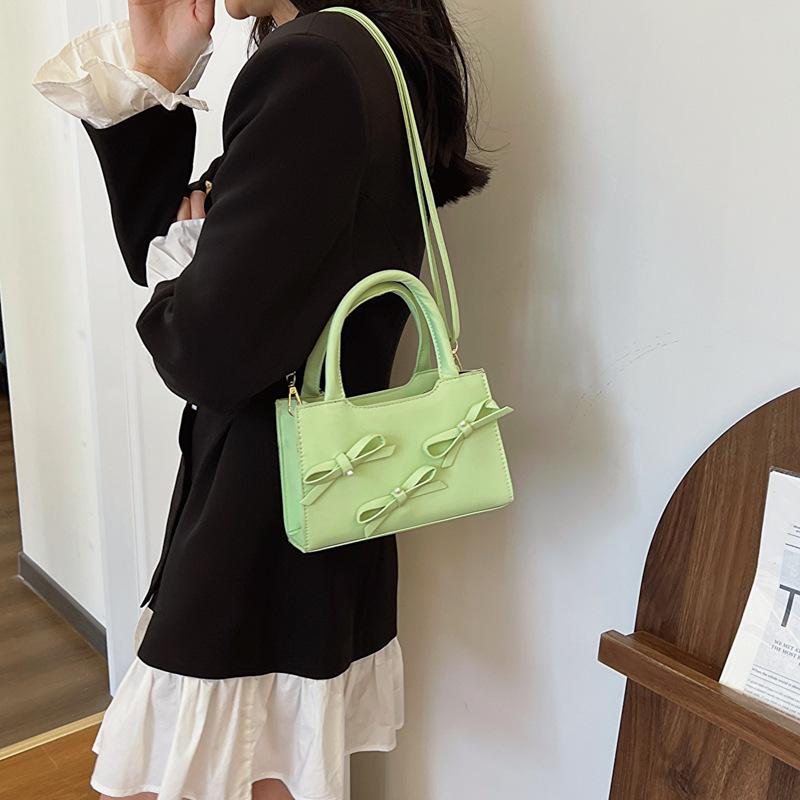 Niche Bow Bag New Cute Small Square Bag Fashionable Versatile Shoulder Bag Commuter Hand Crossbody Bag