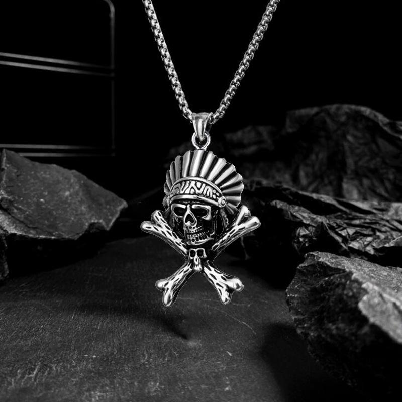 European and American Trendsetters, Titanium Steel Hip-hop Necklace, Men's Trendy Trampoline, Versatile Pendant