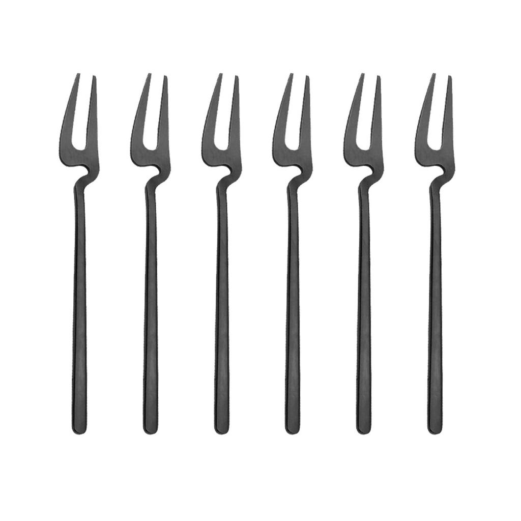Set di 6 Forchette Nere Set Forchette Torta da Tè Snack Posate Stoviglie Acciaio Inossidabile Opaco Servizio di Posate Forchetta da Dessert Frutta