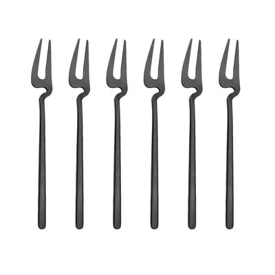 6 Teile/satz Schwarz Gabel Set Tee Kuchen Snack Gabel Geschirr Besteck Matte Edelstahl Geschirr Dessert Obst Gabel Besteck Set