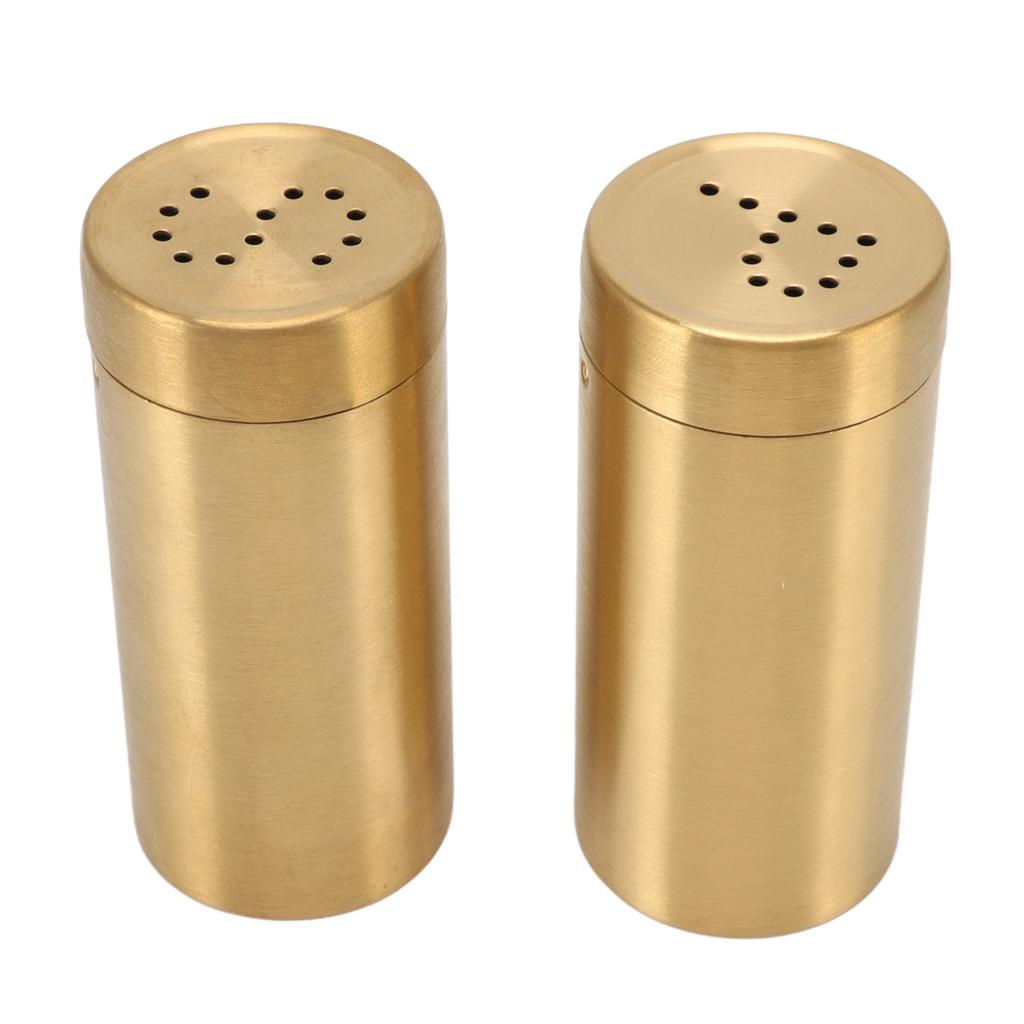 2Pcs Gold Spice Jar Stainless Steel Rustproof Screw Open Top Seasoning Shaker Bottle for Salt Sugar Pepper Paprika