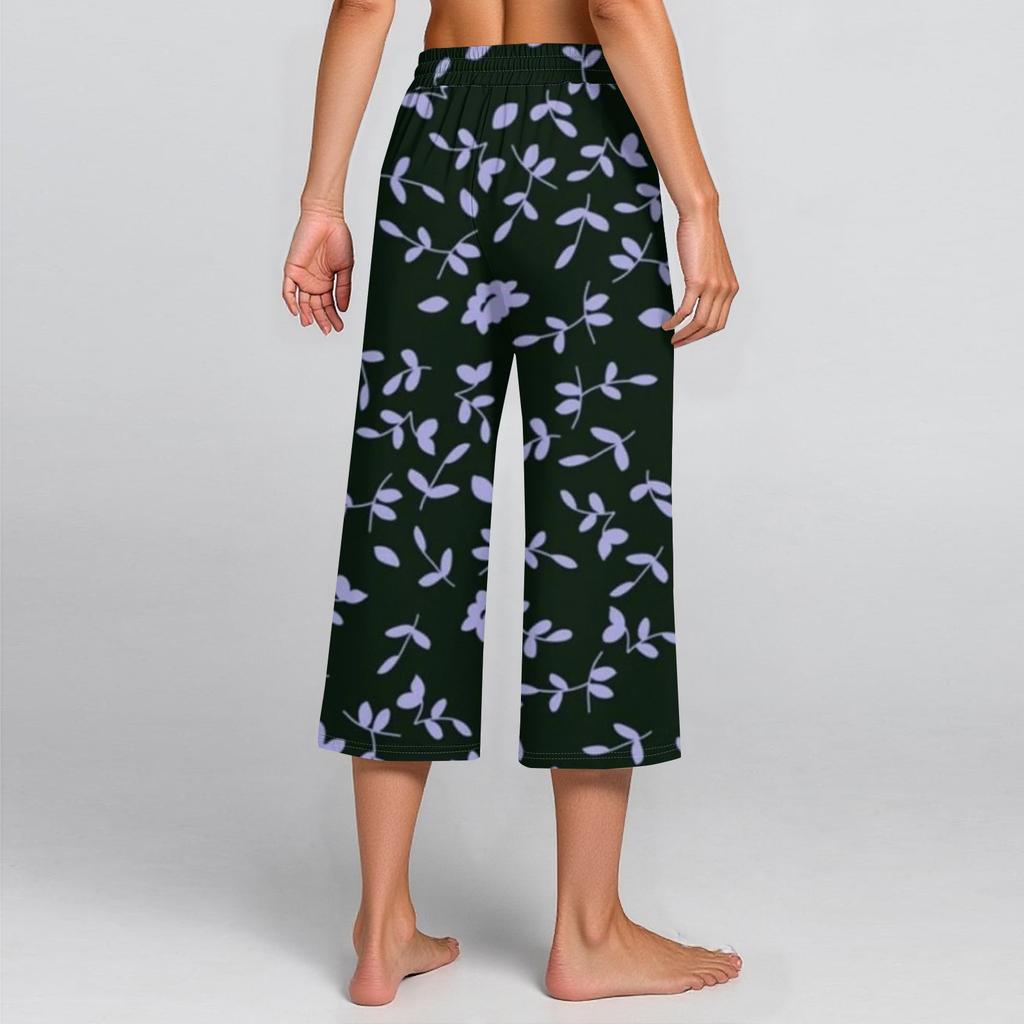 Damen Sommer Hohe Taille Bedruckte Freizeit-Sportbekleidung Lässige Cropped-Hose Weite Hose